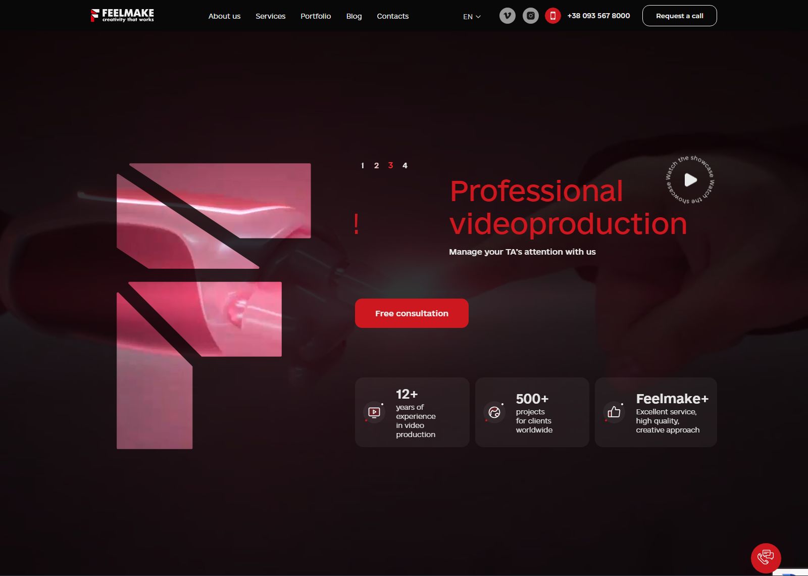 Homepage of the Feelmake Video Studio website